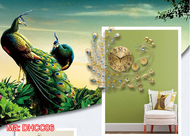 Mẫu đồng hồ treo tường chim công