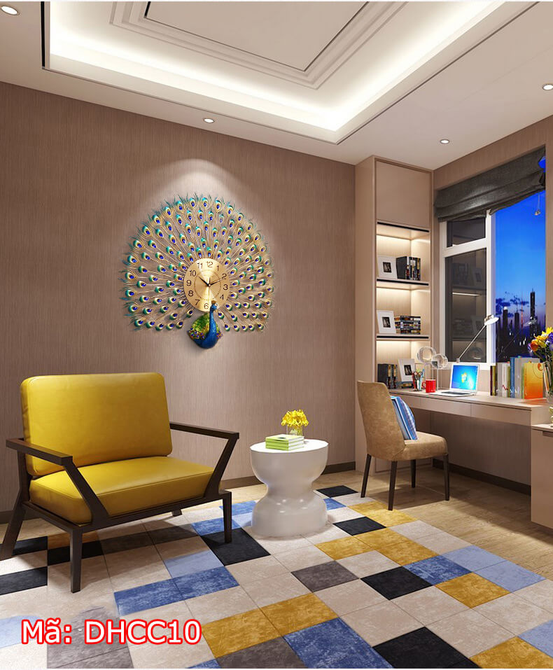 Đồng hồ con công gắn tường