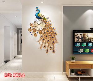 Đồng hồ treo tường trang trí hình con công CC14