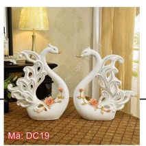 Tượng đôi thiên nga decor phòng khách, bàn làm việc DC19