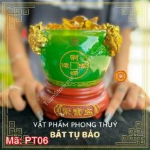 Bát tụ bảo chiêu tài màu xanh ngọc mã PT06