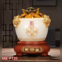 Bát tụ tài cầu may mắn tiền tài màu trắng PT20