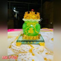 Túi vàng tài lộc phong thủy màu xanh cỡ nhỏ PT25