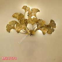 Tranh sắt treo tường lá vàng đẹp TS79