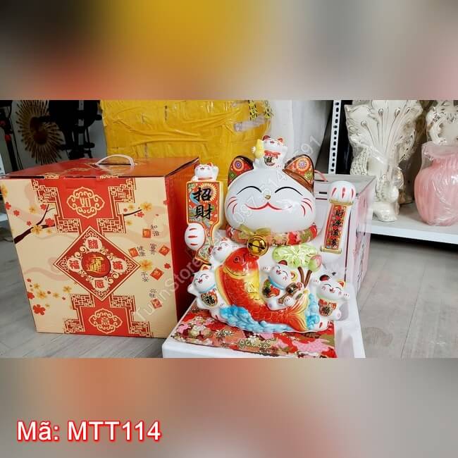 Mèo thần tài tặng khai trương MTT114 góc nghiêng