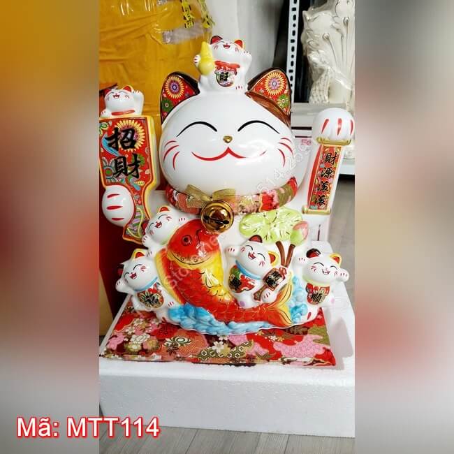 Mèo thần tài MTT114 kèm hộp quà tặng khai trương