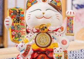 Mèo thần tài Maneki Neko đẹp sang trọng MTT117 (2 cỡ)