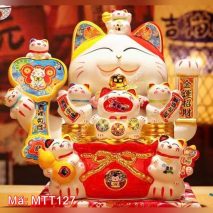 Mèo thần tài gốm sứ vẫy tay cao 36cm MTT127