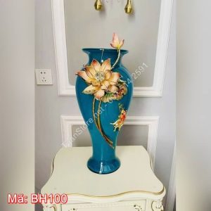Bình hoa sen ngọc lam decor BH100